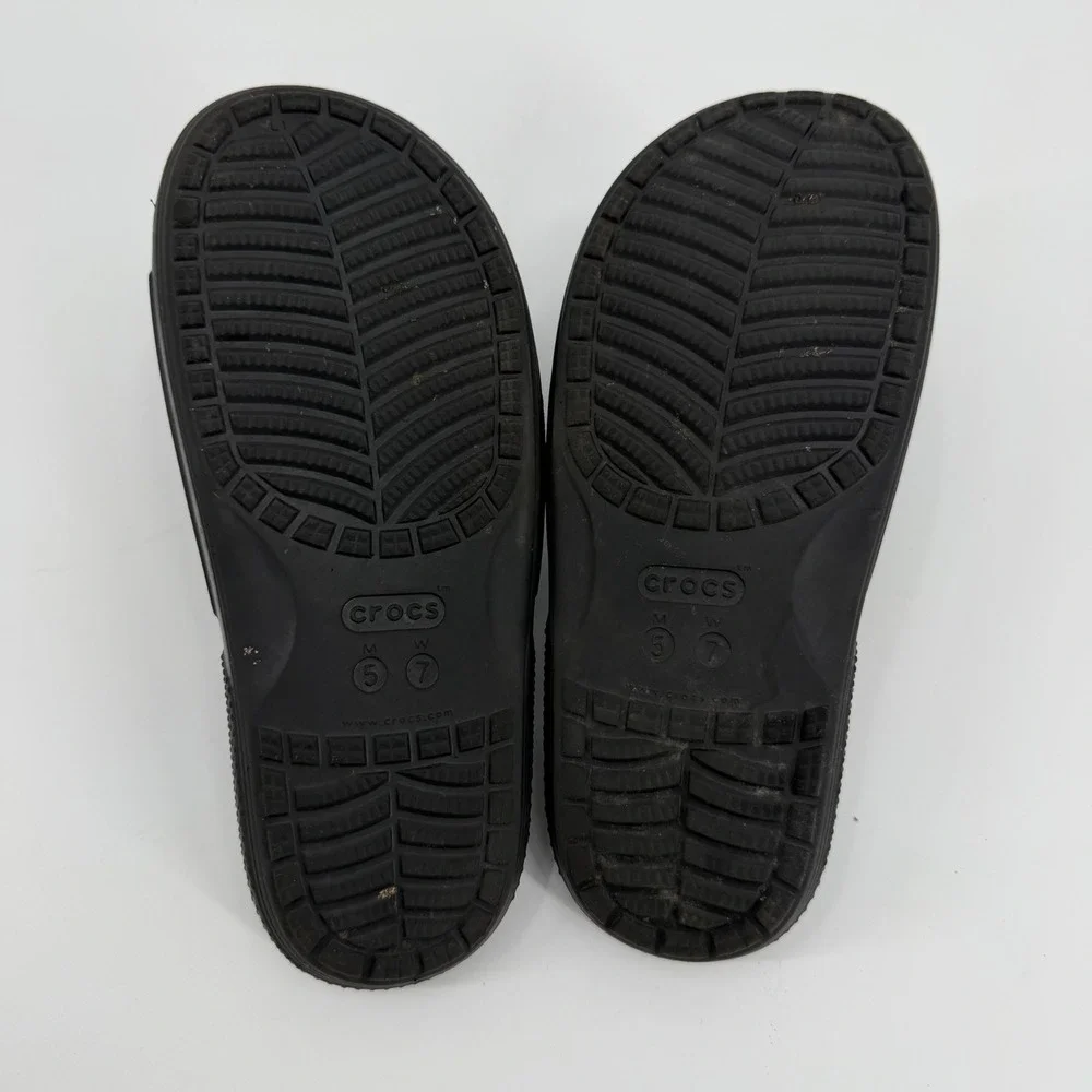 Crocs Classic Slides Black Mens 5 Womens 7 Slip On Comfort Sandals 206121-001